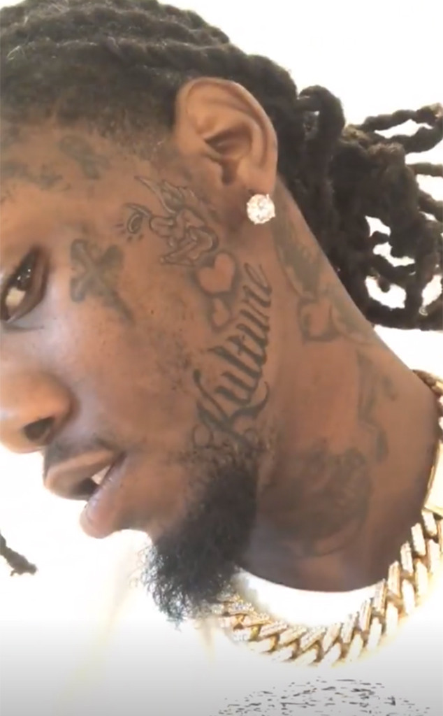 Offset Gets Name of His and Cardi B's Baby Tattooed on His Face E